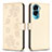 Leather Case Stands Flip Flowers Cover Holder BF1 for Huawei Honor 90 Lite 5G Gold