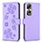 Leather Case Stands Flip Flowers Cover Holder BF1 for Huawei Honor 90 Pro 5G Purple