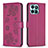 Leather Case Stands Flip Flowers Cover Holder BF1 for Huawei Honor X6a Hot Pink