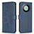 Leather Case Stands Flip Flowers Cover Holder BF1 for Huawei Mate 60 Blue