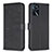 Leather Case Stands Flip Flowers Cover Holder BF1 for Oppo A16 Black