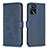 Leather Case Stands Flip Flowers Cover Holder BF1 for Oppo A16 Blue