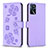 Leather Case Stands Flip Flowers Cover Holder BF1 for Oppo A16 Purple