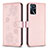 Leather Case Stands Flip Flowers Cover Holder BF1 for Oppo A16 Rose Gold