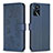 Leather Case Stands Flip Flowers Cover Holder BF1 for Oppo A16s Blue