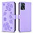 Leather Case Stands Flip Flowers Cover Holder BF1 for Oppo A16s Purple