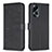 Leather Case Stands Flip Flowers Cover Holder BF1 for Oppo A18 Black