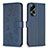 Leather Case Stands Flip Flowers Cover Holder BF1 for Oppo A18 Blue