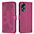 Leather Case Stands Flip Flowers Cover Holder BF1 for Oppo A18 Hot Pink