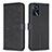 Leather Case Stands Flip Flowers Cover Holder BF1 for Oppo A54s Black