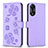 Leather Case Stands Flip Flowers Cover Holder BF1 for Oppo A58 5G Purple