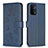 Leather Case Stands Flip Flowers Cover Holder BF1 for Oppo A74 5G Blue