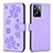 Leather Case Stands Flip Flowers Cover Holder BF1 for Oppo A77 4G Purple