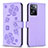 Leather Case Stands Flip Flowers Cover Holder BF1 for Oppo A77s Purple