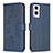 Leather Case Stands Flip Flowers Cover Holder BF1 for Oppo A96 5G Blue
