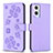 Leather Case Stands Flip Flowers Cover Holder BF1 for Oppo A96 5G Purple