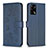 Leather Case Stands Flip Flowers Cover Holder BF1 for Oppo F19 Blue
