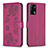 Leather Case Stands Flip Flowers Cover Holder BF1 for Oppo F19 Hot Pink