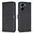 Leather Case Stands Flip Flowers Cover Holder BF1 for Xiaomi Poco C65 Black