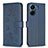 Leather Case Stands Flip Flowers Cover Holder BF1 for Xiaomi Poco C65 Blue