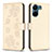 Leather Case Stands Flip Flowers Cover Holder BF1 for Xiaomi Poco C65 Gold