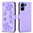 Leather Case Stands Flip Flowers Cover Holder BF1 for Xiaomi Poco C65 Purple