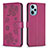 Leather Case Stands Flip Flowers Cover Holder BF1 for Xiaomi Poco F5 5G Hot Pink