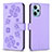 Leather Case Stands Flip Flowers Cover Holder BF1 for Xiaomi Poco F5 5G Purple