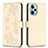 Leather Case Stands Flip Flowers Cover Holder BF1 for Xiaomi Redmi Note 12 Turbo 5G Gold