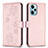 Leather Case Stands Flip Flowers Cover Holder BF1 for Xiaomi Redmi Note 12 Turbo 5G Rose Gold