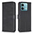 Leather Case Stands Flip Flowers Cover Holder BF1 for Xiaomi Redmi Note 13 5G Black