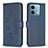 Leather Case Stands Flip Flowers Cover Holder BF1 for Xiaomi Redmi Note 13 5G Blue