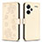 Leather Case Stands Flip Flowers Cover Holder BF1 for Xiaomi Redmi Note 13 Pro+ Plus 5G Gold