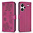 Leather Case Stands Flip Flowers Cover Holder BF1 for Xiaomi Redmi Note 13 Pro+ Plus 5G Hot Pink