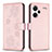 Leather Case Stands Flip Flowers Cover Holder BF1 for Xiaomi Redmi Note 13 Pro+ Plus 5G Rose Gold