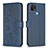 Leather Case Stands Flip Flowers Cover Holder BF2 for Oppo A15 Blue