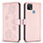 Leather Case Stands Flip Flowers Cover Holder BF2 for Oppo A15 Rose Gold