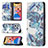 Leather Case Stands Flip Flowers Cover Holder for Apple iPhone 13 Pro Blue