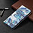 Leather Case Stands Flip Flowers Cover Holder for Apple iPhone 13 Pro Blue