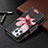 Leather Case Stands Flip Flowers Cover Holder for Apple iPhone 13 Pro Brown