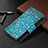 Leather Case Stands Flip Flowers Cover Holder for Apple iPhone 13 Pro Cyan