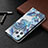 Leather Case Stands Flip Flowers Cover Holder for Apple iPhone 13 Pro Max Blue