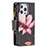 Leather Case Stands Flip Flowers Cover Holder for Apple iPhone 13 Pro Max Brown