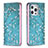 Leather Case Stands Flip Flowers Cover Holder for Apple iPhone 13 Pro Max Sky Blue