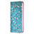 Leather Case Stands Flip Flowers Cover Holder for Apple iPhone 13 Pro Max Sky Blue