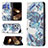 Leather Case Stands Flip Flowers Cover Holder for Apple iPhone 14 Pro Max Blue