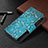 Leather Case Stands Flip Flowers Cover Holder for Apple iPhone 14 Pro Max Cyan