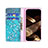 Leather Case Stands Flip Flowers Cover Holder for Apple iPhone 15 Cyan