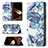 Leather Case Stands Flip Flowers Cover Holder for Apple iPhone 15 Plus Blue