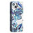 Leather Case Stands Flip Flowers Cover Holder for Apple iPhone 15 Plus Blue